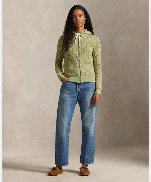 ケーブルニット コットン フルジップ フーディ（ニット/セーター