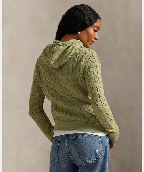 ケーブルニット コットン フルジップ フーディ（ニット/セーター