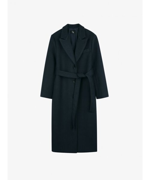 Lossy Belted Single Long Coat Navy