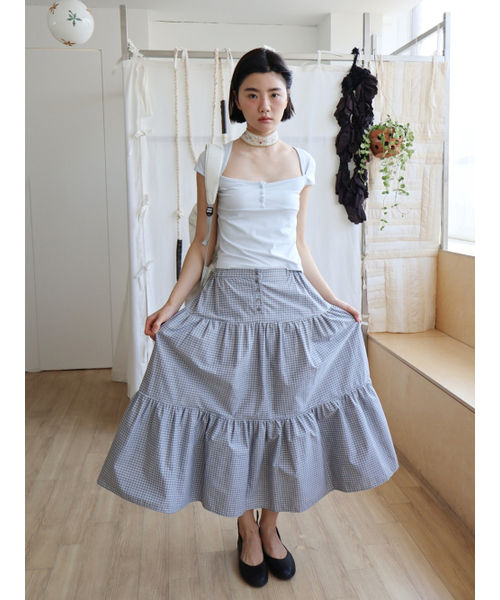 COLOCYNTH(コロシント)の「Momo Long Skirt Sky Check(スカート・レディース・その他・FREE)」の2枚目の写真