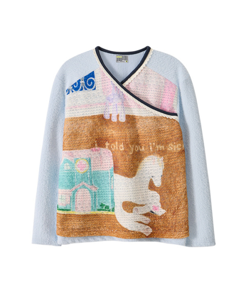 youthbath(ユースバース)の「V-Neck Lace Knit Long Sleeve_Light Blue Horse(Tシャツ/カットソー・レディース・その他・MEDIUM/SMALL)」の1枚目の写真