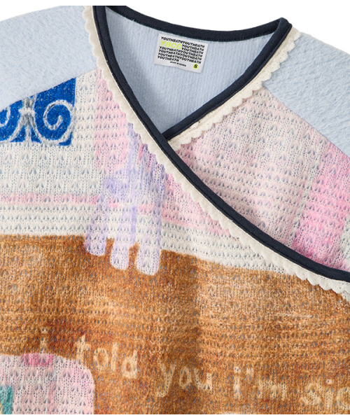 youthbath(ユースバース)の「V-Neck Lace Knit Long Sleeve_Light Blue Horse(Tシャツ/カットソー・レディース・その他・MEDIUM/SMALL)」の3枚目の写真