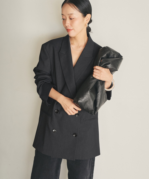 plage（プラージュ）の「mannish ジャケット（テーラードジャケット・レディース・ブラック/チャコールグレー・36/38）」の2枚目の写真
