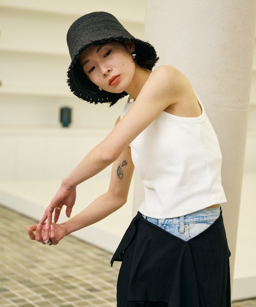AIC.（エーアイシー）の「ペーパーフリンジバケットハット/サイズ調節可能（ハット・レディース・ブラック/ベージュ・FREE）」の18枚目の写真