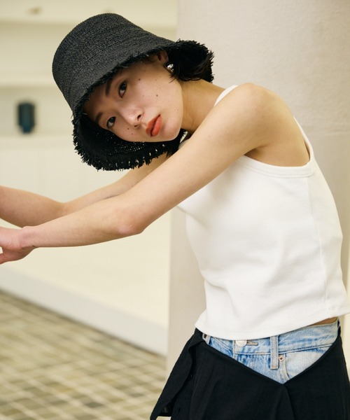 AIC.（エーアイシー）の「ペーパーフリンジバケットハット/サイズ調節可能（ハット・レディース・ブラック/ベージュ・FREE）」の21枚目の写真