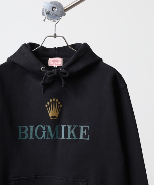 BIG MIKE(ビッグマイク)の「BIGMIKE 裏毛 プリント長袖パーカー/フーディー(パーカー・レディース・グリーン系1/ホワイト/グレー系/ブラック系2/ブラック系1/ブラック系/ブラック/アッシュグレー/杢グレー/グリーン/グリーン系・XL/L/M)」の5枚目の写真
