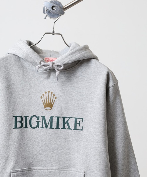 BIG MIKE(ビッグマイク)の「BIGMIKE 裏毛 プリント長袖パーカー/フーディー(パーカー・レディース・グリーン系1/ホワイト/グレー系/ブラック系2/ブラック系1/ブラック系/ブラック/アッシュグレー/杢グレー/グリーン/グリーン系・XL/L/M)」の8枚目の写真
