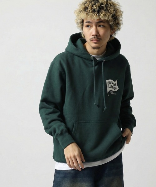 BIG MIKE(ビッグマイク)の「BIGMIKE 裏毛 プリント長袖パーカー/フーディー(パーカー・レディース・グリーン系1/ホワイト/グレー系/ブラック系2/ブラック系1/ブラック系/ブラック/アッシュグレー/杢グレー/グリーン/グリーン系・XL/L/M)」の14枚目の写真