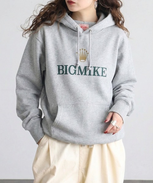 BIG MIKE(ビッグマイク)の「BIGMIKE 裏毛 プリント長袖パーカー/フーディー(パーカー・レディース・グリーン系1/ホワイト/グレー系/ブラック系2/ブラック系1/ブラック系/ブラック/アッシュグレー/杢グレー/グリーン/グリーン系・XL/L/M)」の16枚目の写真