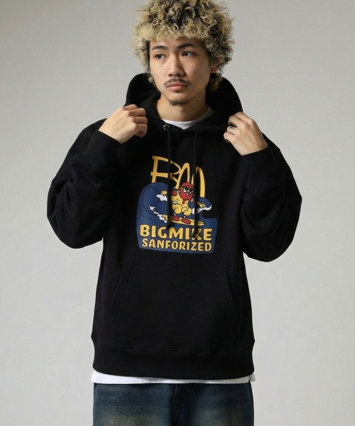 BIG MIKE(ビッグマイク)の「BIGMIKE 裏毛 プリント長袖パーカー/フーディー(パーカー・レディース・グリーン系1/ホワイト/グレー系/ブラック系2/ブラック系1/ブラック系/ブラック/アッシュグレー/杢グレー/グリーン/グリーン系・XL/L/M)」の13枚目の写真