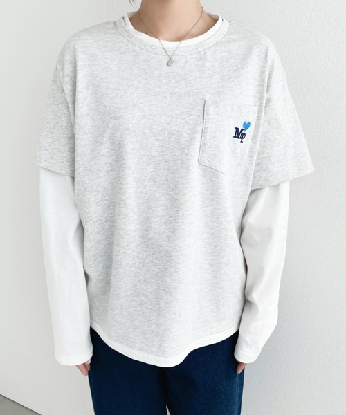 moment+(モーメントプラス)の「レイヤードライク配色ポケット刺繍ロンT(Tシャツ/カットソー・レディース・ネイビー/オートミール/オフホワイト・M)」の19枚目の写真