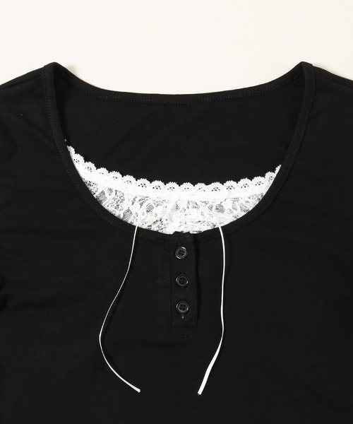 PHILLY(フィリー)の「ヘンリーレースレイヤードトップス(Tシャツ/カットソー・レディース・ブラック/グレー/ホワイト・FREE)」の17枚目の写真