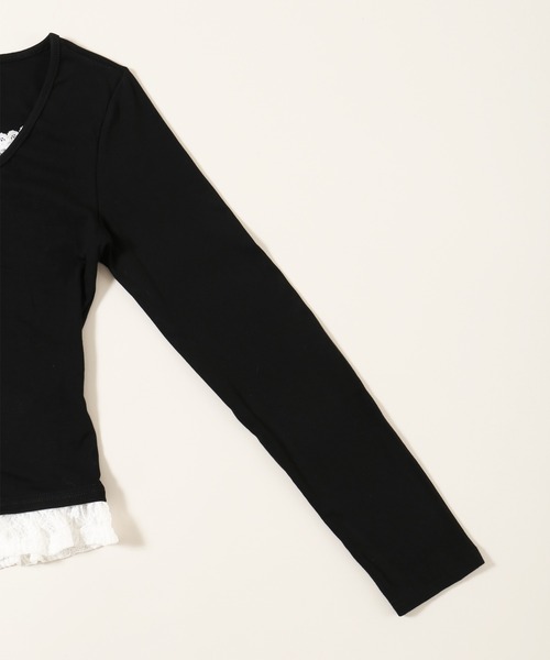 PHILLY(フィリー)の「ヘンリーレースレイヤードトップス(Tシャツ/カットソー・レディース・ブラック/グレー/ホワイト・FREE)」の18枚目の写真