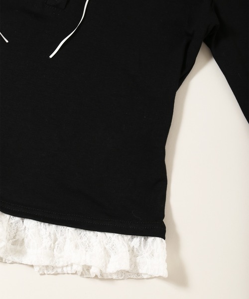 PHILLY(フィリー)の「ヘンリーレースレイヤードトップス(Tシャツ/カットソー・レディース・ブラック/グレー/ホワイト・FREE)」の19枚目の写真