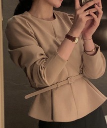 MILAE（ミレ）の「ノーカラーペプラムブラウスベルト付き（シャツ/ブラウス）」