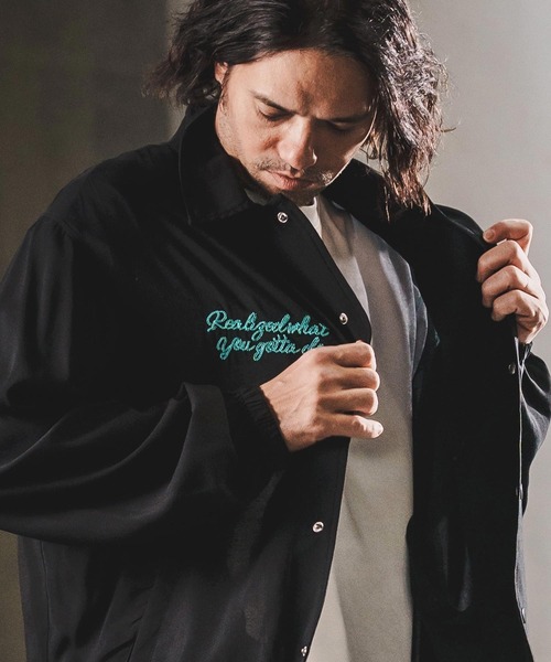 WONDER WALL MOTEL（ワンダーウォールモーテル）の「mj11320-EMBROIDERY COATCH JACKET コーチジャケット(26SSJK005)（ブルゾン・メンズ・ブラック/グリーン・M/S/XL/L）」の5枚目の写真