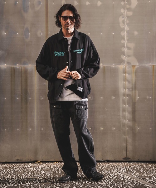 WONDER WALL MOTEL（ワンダーウォールモーテル）の「mj11320-EMBROIDERY COATCH JACKET コーチジャケット(26SSJK005)（ブルゾン・メンズ・ブラック/グリーン・M/S/XL/L）」の6枚目の写真