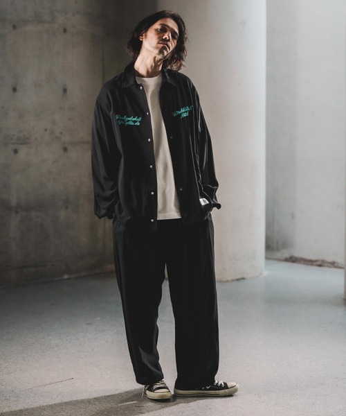 WONDER WALL MOTEL（ワンダーウォールモーテル）の「mj11320-EMBROIDERY COATCH JACKET コーチジャケット(26SSJK005)（ブルゾン・メンズ・ブラック/グリーン・M/S/XL/L）」の9枚目の写真