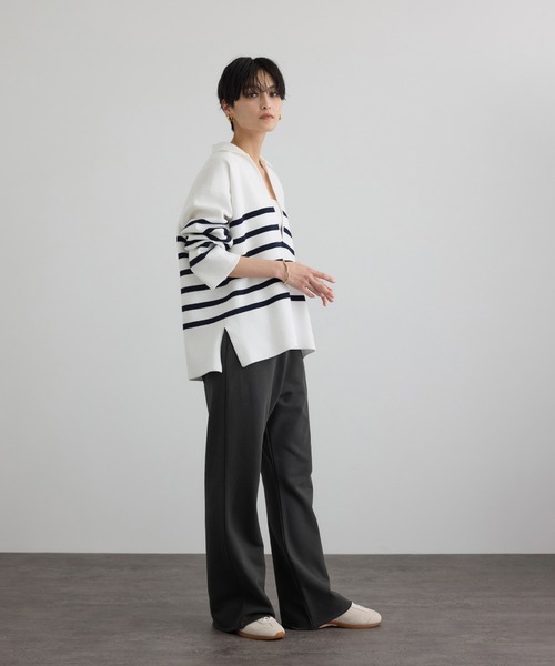 SALON adam et rope'（サロン アダム エ ロペ）の「【WEB・一部店舗限定】セミフレアスウェットパンツ / セットアップ対応（その他パンツ・レディース・チャコールグレー/オフホワイト/ブラウン系その他2・FREE）」の6枚目の写真