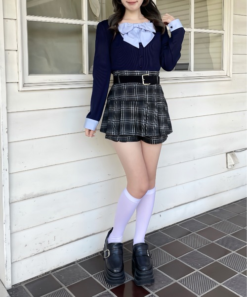 abc une face(アーベーセーアンフェイス)の「リボンレイヤードトップス(Tシャツ/カットソー・レディース・ブラック/ブラック系その他/ネイビー/ホワイト/ピンク・FREE)」の15枚目の写真