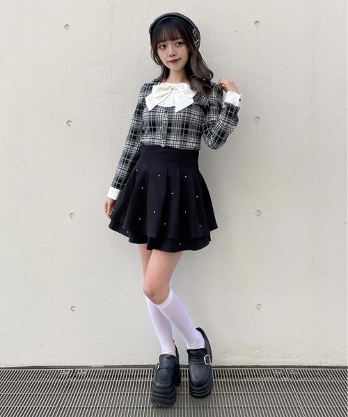 abc une face(アーベーセーアンフェイス)の「リボンレイヤードトップス(Tシャツ/カットソー・レディース・ブラック/ブラック系その他/ネイビー/ホワイト/ピンク・FREE)」の11枚目の写真