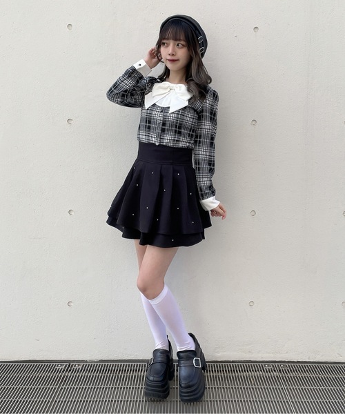 abc une face(アーベーセーアンフェイス)の「リボンレイヤードトップス(Tシャツ/カットソー・レディース・ブラック/ブラック系その他/ネイビー/ホワイト/ピンク・FREE)」の10枚目の写真