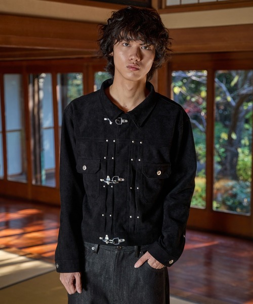 KEITA MARUYAMA ブラック　ショート　ジャケット　ジャガード FIREMAN STUDS DESIGN ASSORTED SHORT JACKET／ファイヤーマンスタッズ