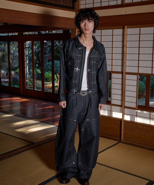 短丈 ファイヤーマンジャケットdenim jacket セール】FIREMAN STUDS DESIGN ASSORTED SHORT JACKET／ファイヤーマン