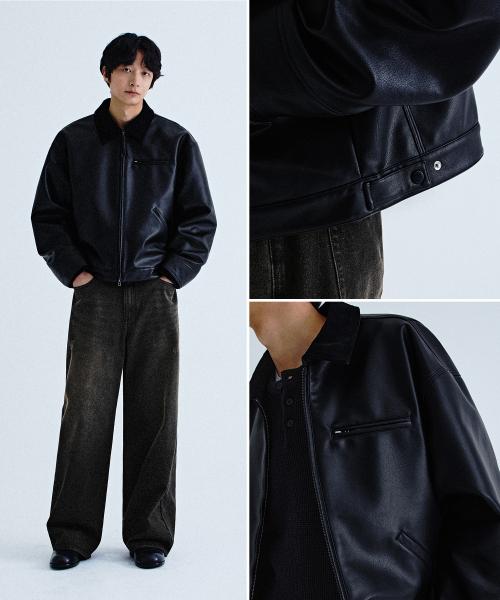 KIIMUIR(キミュア)の「ビーガンレザー ワークジャケット_ブラック(ライダースジャケット・メンズ・ブラック・MEDIUM/LARGE/X-LARGE)」の15枚目の写真