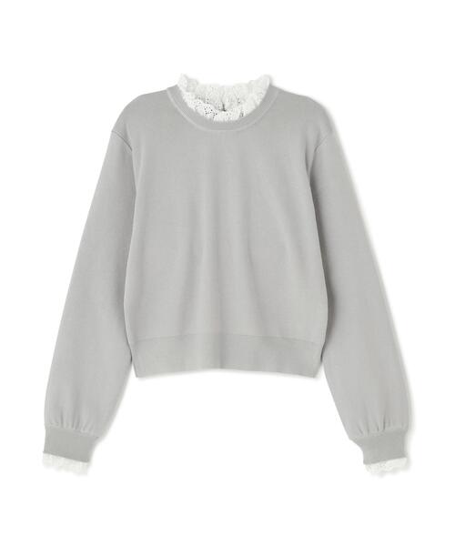 NATURAL BEAUTY BASIC（ナチュラルビューティーベーシック）の「◇レースフリルドッキングニット（ニット/セーター・レディース・ライトグリーン/ネイビー/グレー/オフホワイト・FREE）」の5枚目の写真