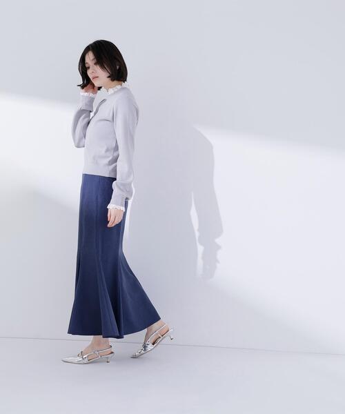 NATURAL BEAUTY BASIC（ナチュラルビューティーベーシック）の「◇レースフリルドッキングニット（ニット/セーター・レディース・ライトグリーン/ネイビー/グレー/オフホワイト・FREE）」の12枚目の写真