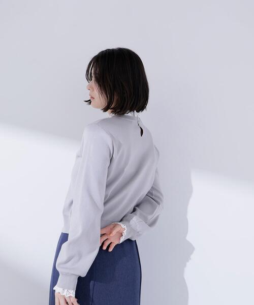NATURAL BEAUTY BASIC（ナチュラルビューティーベーシック）の「◇レースフリルドッキングニット（ニット/セーター・レディース・ライトグリーン/ネイビー/グレー/オフホワイト・FREE）」の13枚目の写真