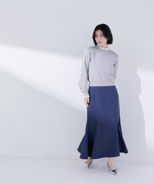 NATURAL BEAUTY BASIC（ナチュラルビューティーベーシック）の「◇レースフリルドッキングニット（ニット/セーター・レディース・ライトグリーン/ネイビー/グレー/オフホワイト・FREE）」の14枚目の写真