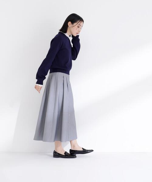 NATURAL BEAUTY BASIC（ナチュラルビューティーベーシック）の「◇レースフリルドッキングニット（ニット/セーター・レディース・ライトグリーン/ネイビー/グレー/オフホワイト・FREE）」の6枚目の写真