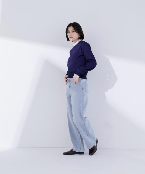 NATURAL BEAUTY BASIC（ナチュラルビューティーベーシック）の「◇レースフリルドッキングニット（ニット/セーター・レディース・ライトグリーン/ネイビー/グレー/オフホワイト・FREE）」の10枚目の写真