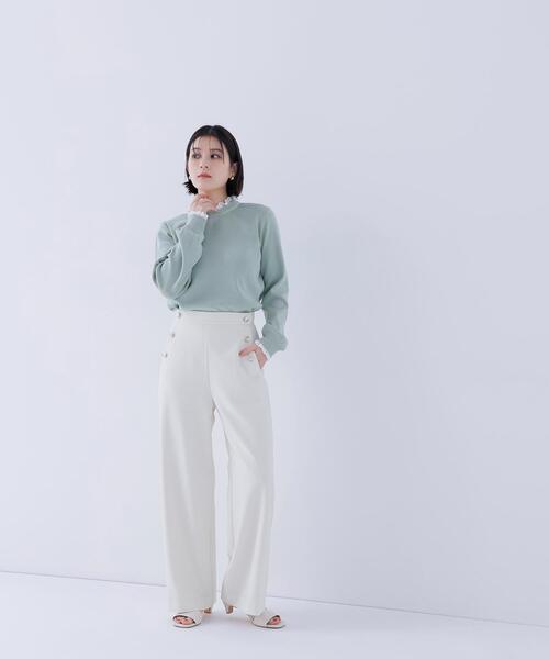 NATURAL BEAUTY BASIC（ナチュラルビューティーベーシック）の「◇レースフリルドッキングニット（ニット/セーター・レディース・ライトグリーン/ネイビー/グレー/オフホワイト・FREE）」の15枚目の写真