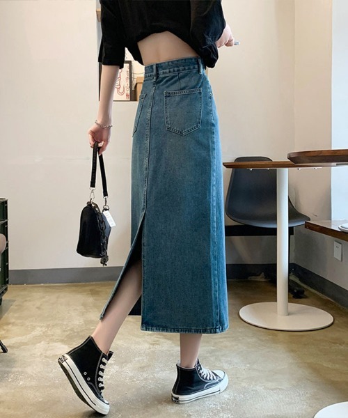 Flugge(フラッジー)の「台形デニムスカート(デニムスカート・レディース・ブラック/ブルー・LARGE/MEDIUM)」の1枚目の写真
