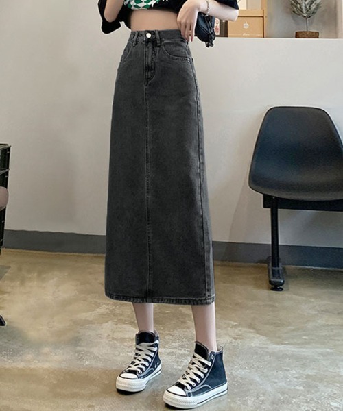 Flugge(フラッジー)の「台形デニムスカート(デニムスカート・レディース・ブラック/ブルー・LARGE/MEDIUM)」の2枚目の写真