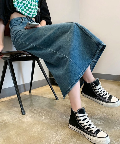 Flugge(フラッジー)の「台形デニムスカート(デニムスカート・レディース・ブラック/ブルー・LARGE/MEDIUM)」の3枚目の写真