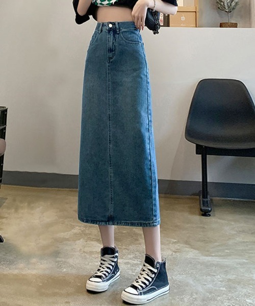 Flugge(フラッジー)の「台形デニムスカート(デニムスカート・レディース・ブラック/ブルー・LARGE/MEDIUM)」の4枚目の写真