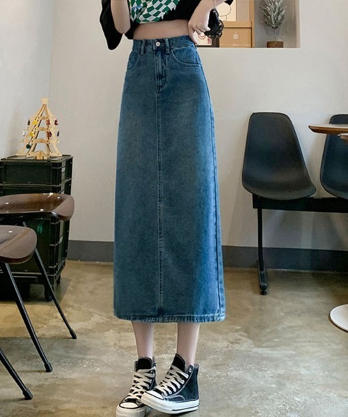 Flugge(フラッジー)の「台形デニムスカート(デニムスカート・レディース・ブラック/ブルー・LARGE/MEDIUM)」の5枚目の写真