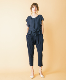 INTERPLANET | シフォンストレッチ袖フリルセットアップ(セットアップ)