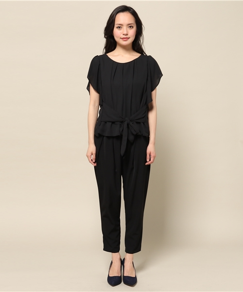 INTERPLANET（インタープラネット）の「シフォンストレッチ袖フリルセットアップ（セットアップ・レディース・ベージュ/ネイビー/ブラック・FREE）」の9枚目の写真