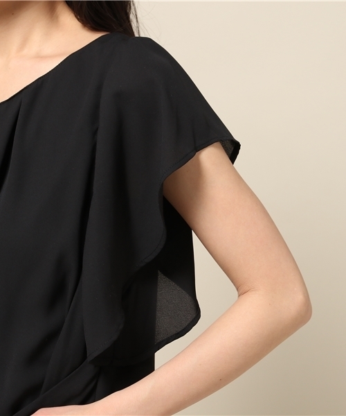 INTERPLANET（インタープラネット）の「シフォンストレッチ袖フリルセットアップ（セットアップ・レディース・ベージュ/ネイビー/ブラック・FREE）」の13枚目の写真