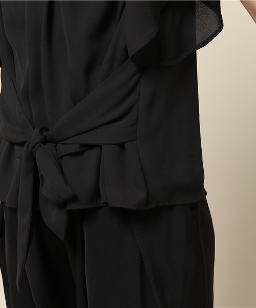 INTERPLANET（インタープラネット）の「シフォンストレッチ袖フリルセットアップ（セットアップ・レディース・ベージュ/ネイビー/ブラック・FREE）」の4枚目の写真