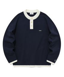COVERNAT | ヘンリーネックストリングスウェットネイビー(スウェット)