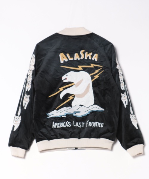 HOUSTON（ヒューストン）の「HOUSTON ヴィンテージ加工スカジャン(ALASKA)（スカジャン・メンズ・ブラック・MEDIUM/X-LARGE/XX-LARGE/LARGE）」の2枚目の写真