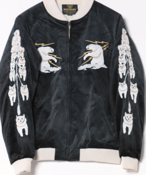 HOUSTON（ヒューストン）の「HOUSTON ヴィンテージ加工スカジャン(ALASKA)（スカジャン・メンズ・ブラック・MEDIUM/X-LARGE/XX-LARGE/LARGE）」の3枚目の写真