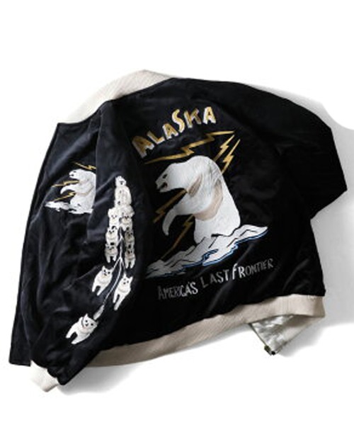 HOUSTON（ヒューストン）の「HOUSTON ヴィンテージ加工スカジャン(ALASKA)（スカジャン・メンズ・ブラック・MEDIUM/X-LARGE/XX-LARGE/LARGE）」の7枚目の写真