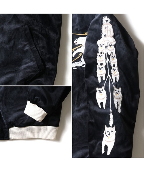 HOUSTON（ヒューストン）の「HOUSTON ヴィンテージ加工スカジャン(ALASKA)（スカジャン・メンズ・ブラック・MEDIUM/X-LARGE/XX-LARGE/LARGE）」の10枚目の写真